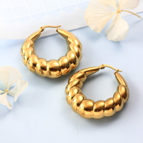 Stainless Steel 18K Gold Plated Minimalist Style Hoop Earrings -SSEGG143-32381