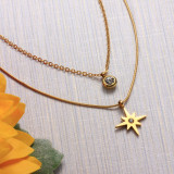 18K Gold Plated Star Multilayered Necklace - SSNEG142-32076