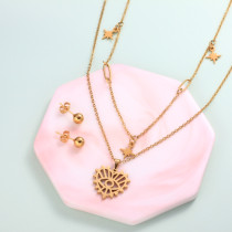 18k Gold Plated Heart Layered Necklace Sets -SSCSG142-31971
