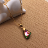 Stainless Steel Crystal Pendant Necklace -SSNEG173-32249