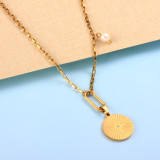 Stainless Steel Round Pendant Necklace -SSNEG142-32009
