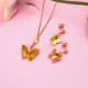 18k Gold Plated Crystal Butterfly  Necklace Earring Set -SSCSG142-31849