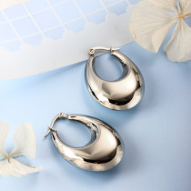 Stainless Steel Steel Color Minimalist Style Hoop Earrings -SSEGG143-32383