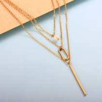 Stainless Steel  Tube Layered Necklace -SSNEG142-31993
