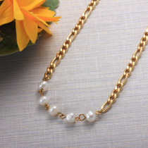 Stainless Steel  Pearl Chain Necklace -SSNEG142-32056