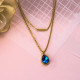 18k Gold Plated Loyal Blue Crystal Pendant Layered Necklace -SSNEG142-31944