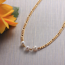 Stainless Steel Pearl Beaded Chain Necklace -SSNEG142-32086