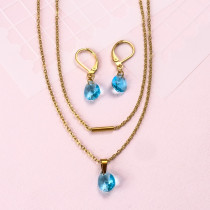 18k Gold Plated Crystal Layered Necklace Set -SSCSG142-31901