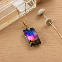 Stainless Steel Crystal Pendant Necklace -SSNEG173-32289
