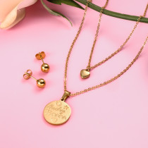 18k Gold Plated Heart Charm Coin Pendant Necklace Earring Set -SSCSG142-31859