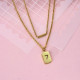 18k Gold Plated 7 Seven Rectangle Layered Necklace -SSNEG142-31927
