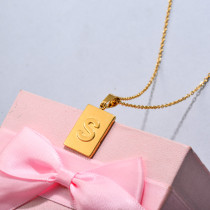 18k Gold Plated Personalized Rectangle Initial Letter Necklace SSNEG143-32454