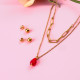 18k Gold Plated Crystal Drop Multi Layer Necklace Set -SSCSG142-31879