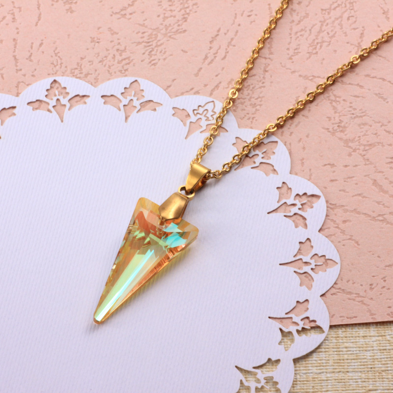 Stainless Steel Crystal Pendant Necklace -SSNEG173-32316