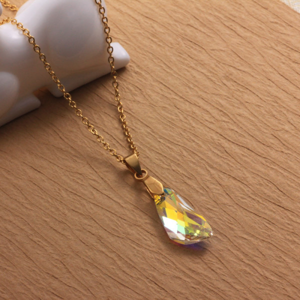 Stainless Steel Crystal Pendant Necklace -SSNEG173-32250