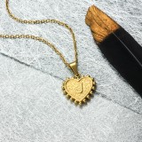 18k Gold Plated Personalized Heart Initial Letter Necklace SSNEG143-32419