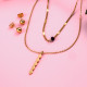 18k Gold Plated  Tube Pendant Layered Necklace Earring Set -SSCSG142-31864