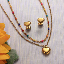18K Gold Plated Heart Jewelry Sets -SSCSG142-32075