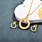 Stainless Steel 18k Gold Plated Circle Jewelry Sets -SSCSG143-32365