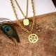 Stainless Steel Rectangle Star Multilayered Necklace Sets- SSCSG142-31825