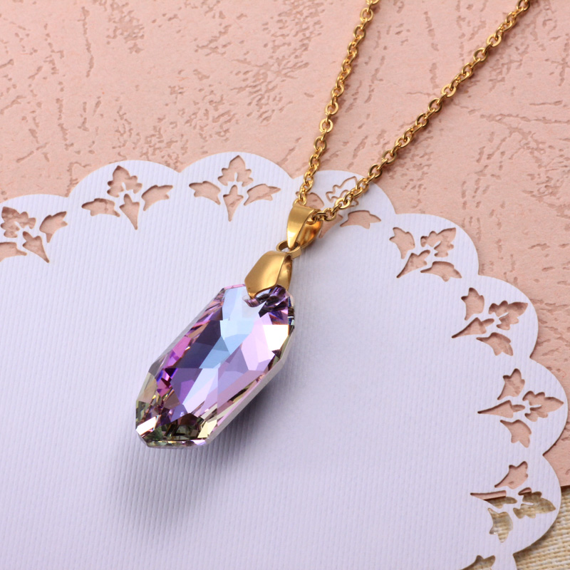 Stainless Steel Crystal Pendant Necklace -SSNEG173-32309