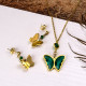 18k Gold Plated Crystal Butterfly  Necklace Earring Set -SSCSG142-31836