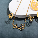 Stainless Steel 18k Gold Plated Butterfly Jewelry Sets -SSCSG143-32374