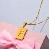 18k Gold Plated Personalized Rectangle Initial Letter Necklace SSNEG143-32441