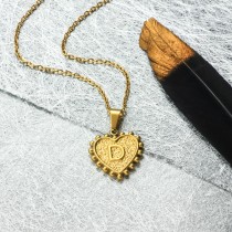 18k Gold Plated Personalized Heart Initial Letter Necklace SSNEG143-32413