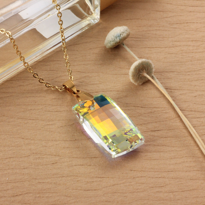 Stainless Steel Crystal Pendant Necklace -SSNEG173-32291