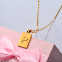 18k Gold Plated Personalized Rectangle Initial Letter Necklace SSNEG143-32451