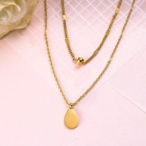 18k Gold Plated Drop Layered Necklace -SSNEG142-31932