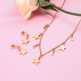 18k Gold Plated   Moon and Star Necklace Earring Set -SSCSG142-31867