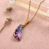 Stainless Steel Crystal Pendant Necklace -SSNEG173-32297