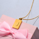 18k Gold Plated Personalized Rectangle Initial Letter Necklace SSNEG143-32445