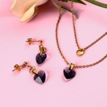 18k Gold Plated    Crystal Heart Necklace Earring Set -SSCSG142-31875