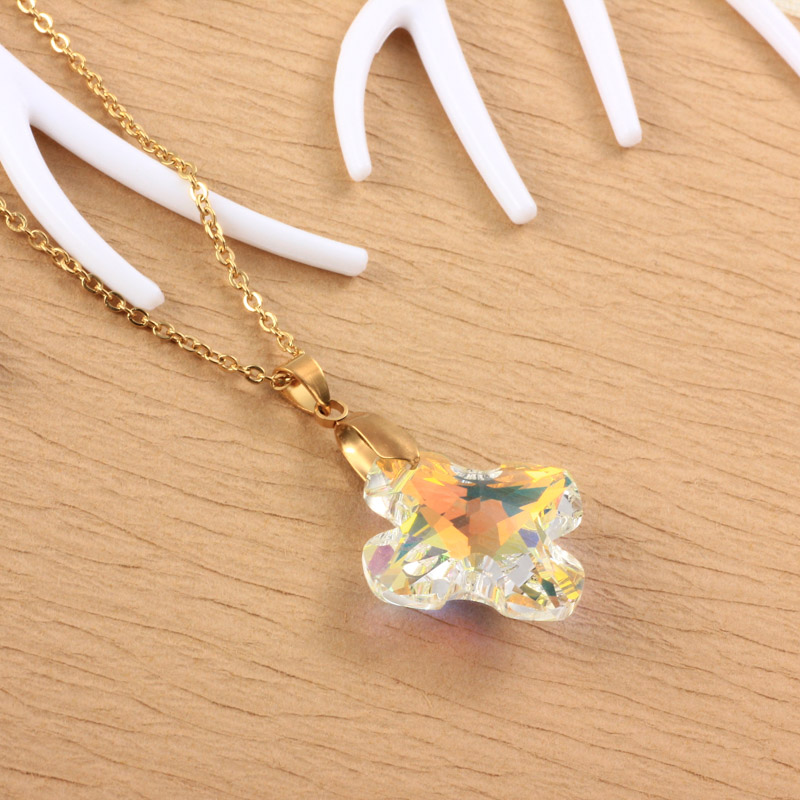 Stainless Steel Crystal Pendant Necklace -SSNEG173-32277