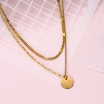 18k Gold Plated Disc Pendant Layered Necklace -SSNEG142-31926