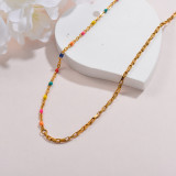 Stainless Steel Multi Color Beaded Chain Necklace -SSNEG142-32140