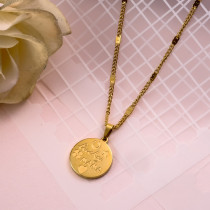 18k Gold Plated Round Pendant Necklace -SSNEG142-31940