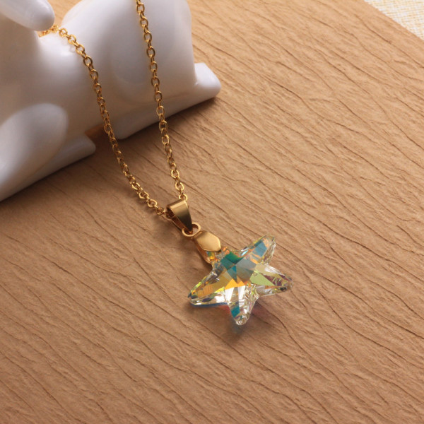 Stainless Steel Crystal Pendant Necklace -SSNEG173-32251