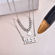 Stainless Steel Multi Layered Birth Year Necklace -SSNEG142-32574