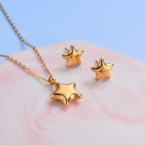 18k Gold Plated Star Necklace Earrings Sets -SSCSG143-32477
