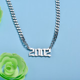 Stainless Steel Multi Layered Birth Year Necklace -SSNEG142-32590