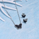 Stainless Steel Black Onyx Butterfly Jewelry Sets -SSCSG143-9377