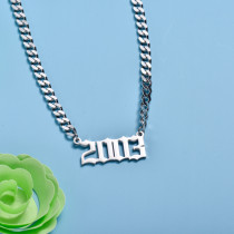 Stainless Steel Multi Layered Birth Year Necklace -SSNEG142-32591