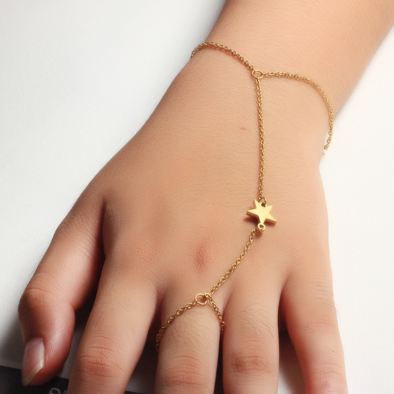 18K Gold Plated Bracelet Connected Ring Chain-SSBTG142-32647