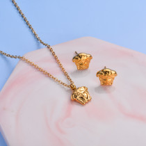 18k Gold Plated Portrait Necklace Earrings Sets -SSCSG143-32469