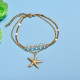 18k Gold Plated Beaded Starfish Bracelet for Beach -SSBTG142-32598