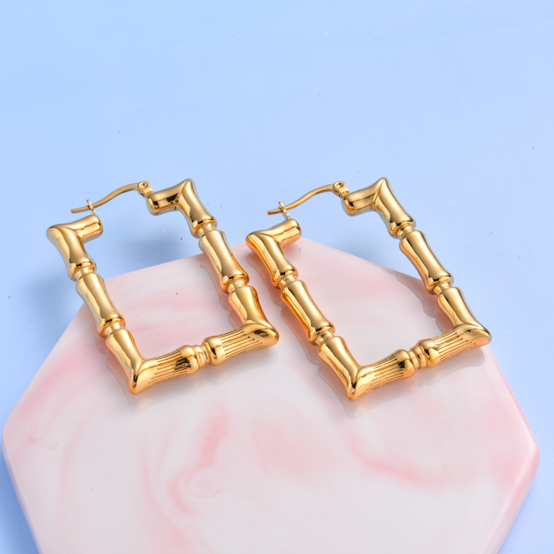18K Gold Plated French Style Hoop Earrings -SSEGG143-32486